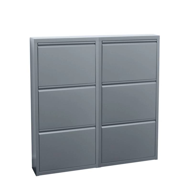 ebuy24 Pisa Schuhschrank mit 6 Klappen in Metall Grau von ebuy24