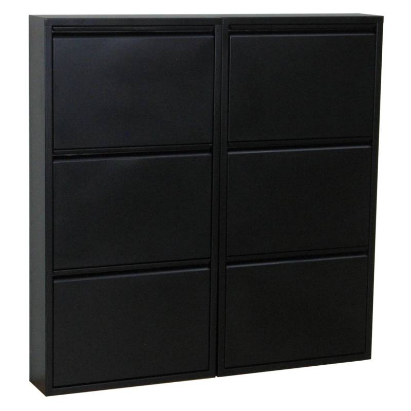 ebuy24 Pisa Schuhschrank mit 6 Klappen in Metall Schwarz von ebuy24