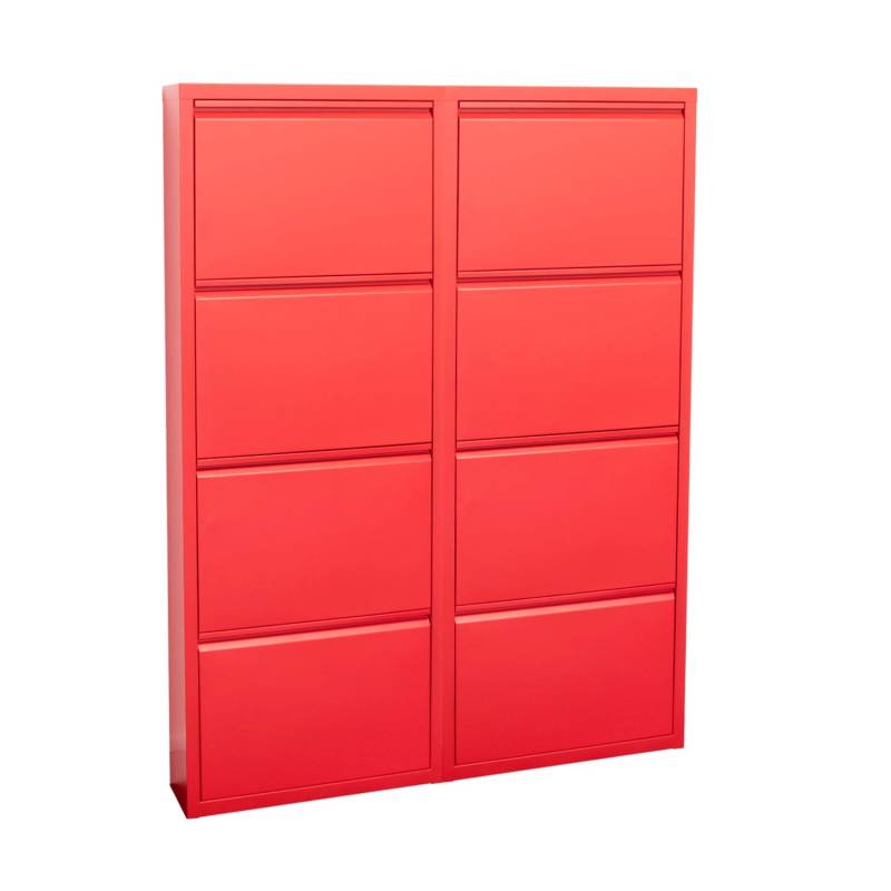 ebuy24 Pisa Schuhschrank mit 8 Klappen in Metall Rot von ebuy24