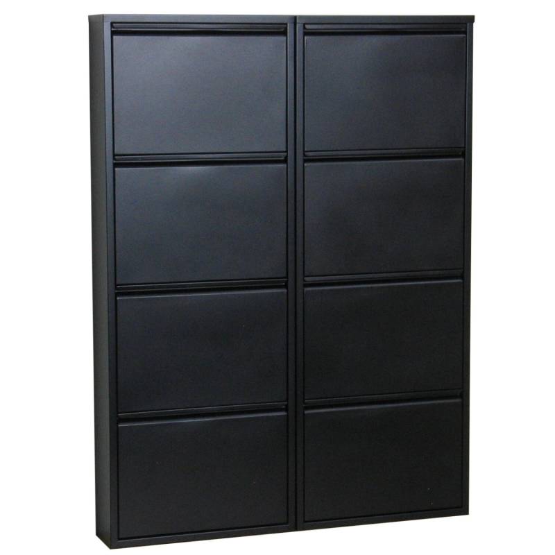 ebuy24 Pisa Schuhschrank mit 8 Klappen in Metall Schwarz von ebuy24