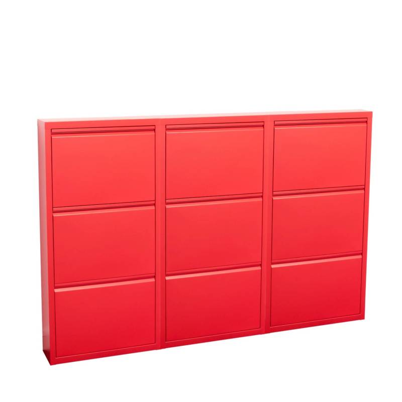 ebuy24 Pisa Schuhschrank mit 9 Klappen in Metall Rot von ebuy24