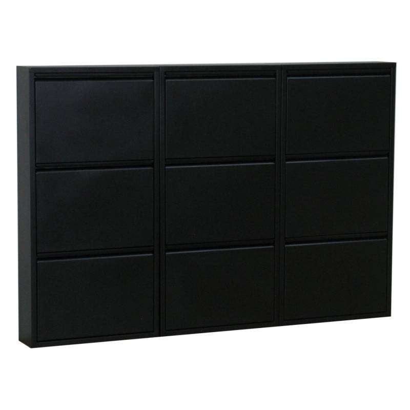 ebuy24 Pisa Schuhschrank mit 9 Klappen in Metall Schwarz von ebuy24
