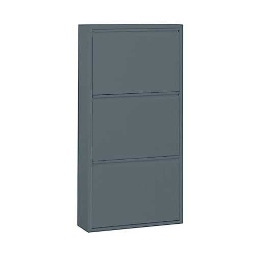 ebuy24 Pisa Schuhschrank mit Klappen/Türen in Metall grau (106x50x16 cm) von ebuy24