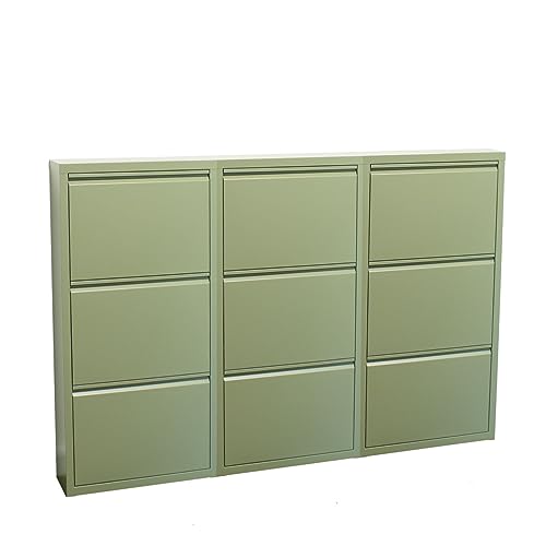 ebuy24 Pisa Schuhschrank mit Klappen/Türen in Metall grün (150x106x16 cm) von ebuy24