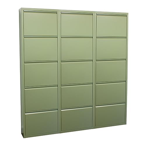 ebuy24 Pisa Schuhschrank mit Klappen/Türen in Metall grün (150x173x16 cm) von ebuy24