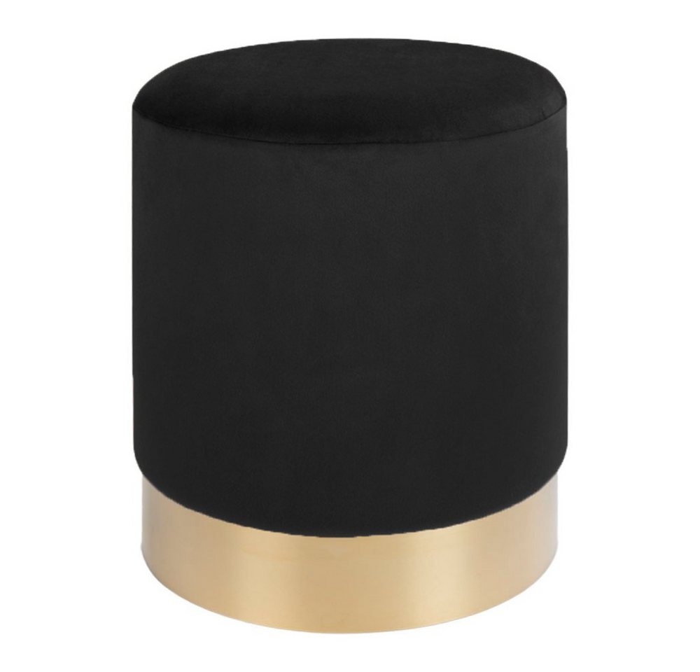 ebuy24 Pouf Gavin Fusshocker, Pouf schwarz Velour mit Messingk von ebuy24