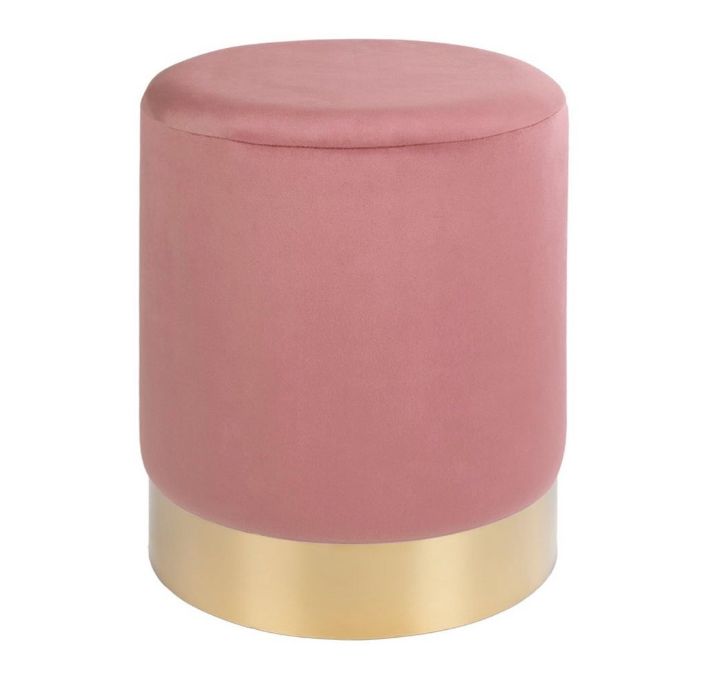 ebuy24 Pouf Gavin Fußhocker, rosa mit messingfarbener Kante. von ebuy24