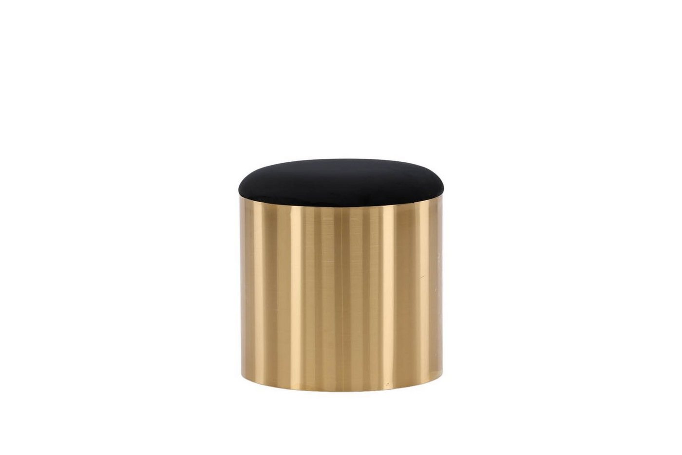 ebuy24 Pouf Puff Pouf, Hocker Ø45cm Velour schwarz, Messing. (1-St) von ebuy24