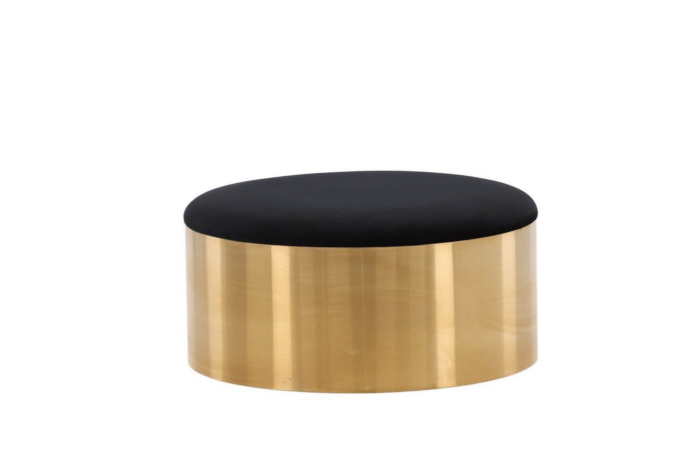 ebuy24 Pouf Puff Pouf, Hocker Ø75cm Velour schwarz, Messing. (1-St) von ebuy24