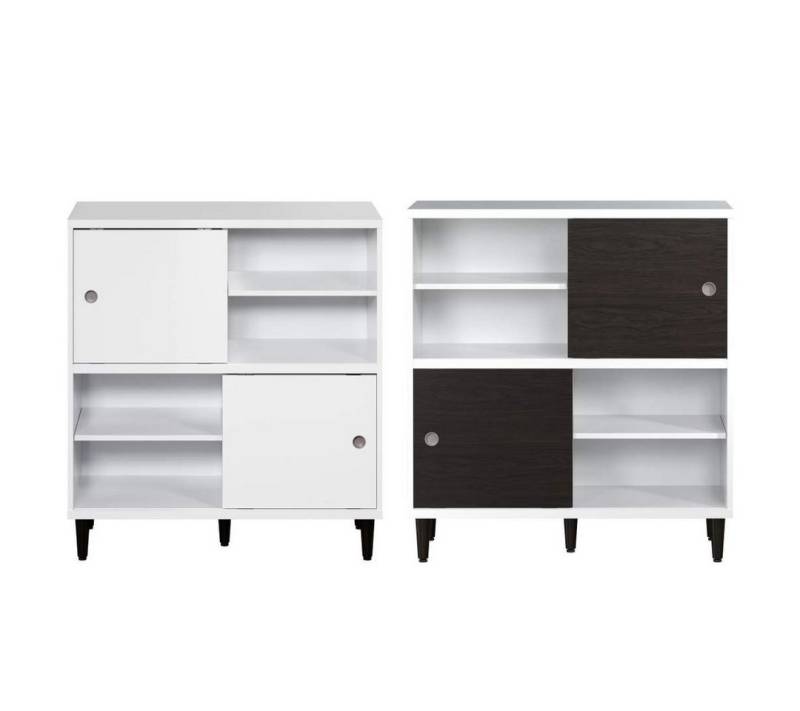 ebuy24 Regal Evolution Regal 2 Türen, 4 Räume weiß, schwarz. von ebuy24