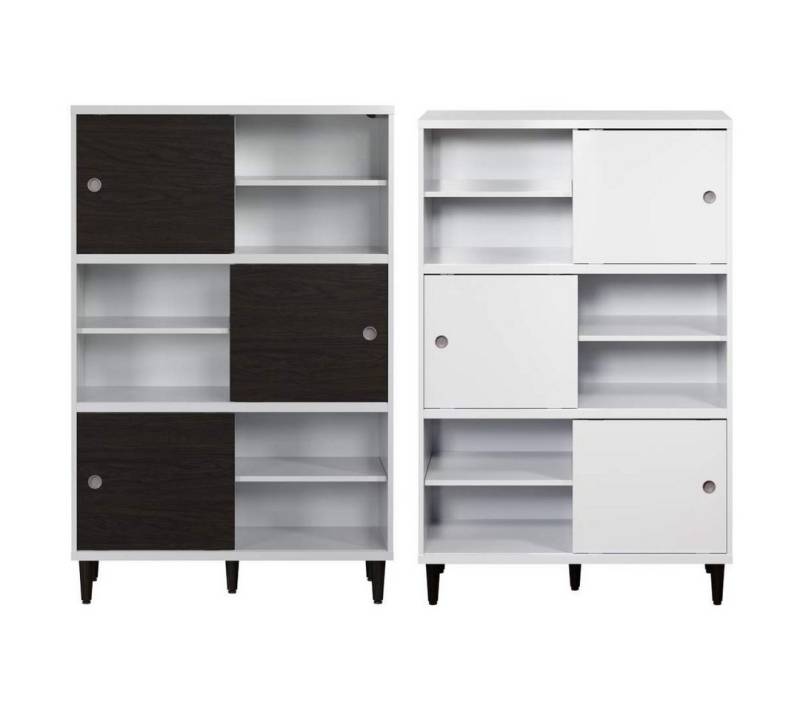 ebuy24 Regal Evolution Regal 3 Türen, 6 Räume weiß, schwarz. von ebuy24