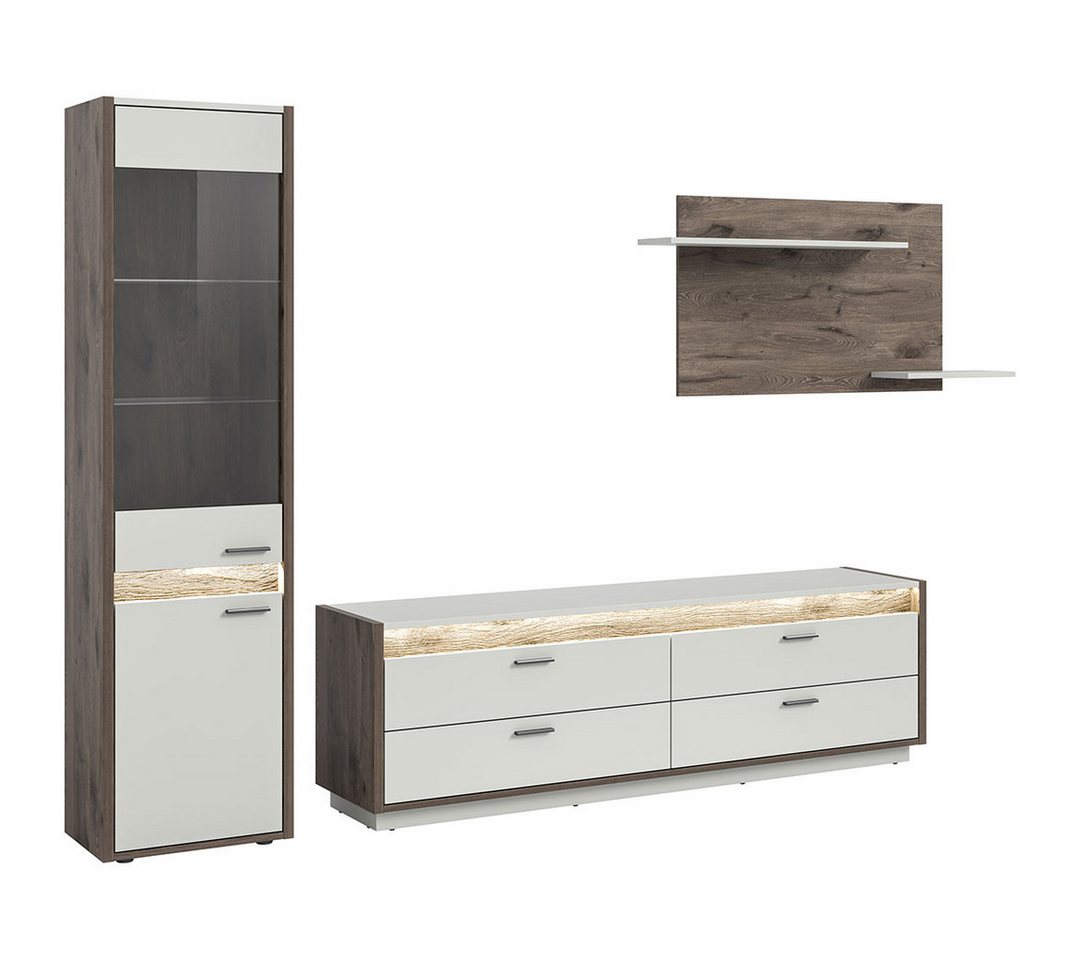 ebuy24 Regal Falcona Regalsystem inkl. LED Beleuchtung hellgrau, 3-tlg. von ebuy24