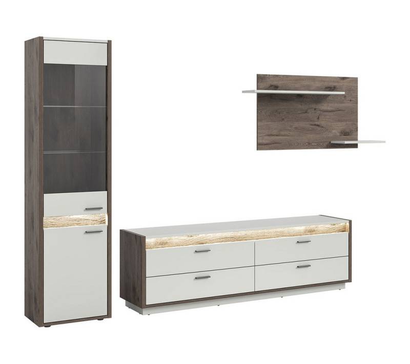 ebuy24 Regal Falcona Regalsystem inkl. LED Beleuchtung hellgrau, 3-tlg. von ebuy24