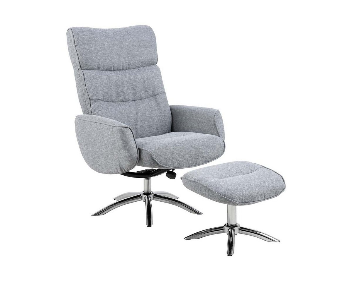 ebuy24 Relaxsessel West Ruhesessel mit Fußschemel aus hell grauen Sto (1-St) von ebuy24