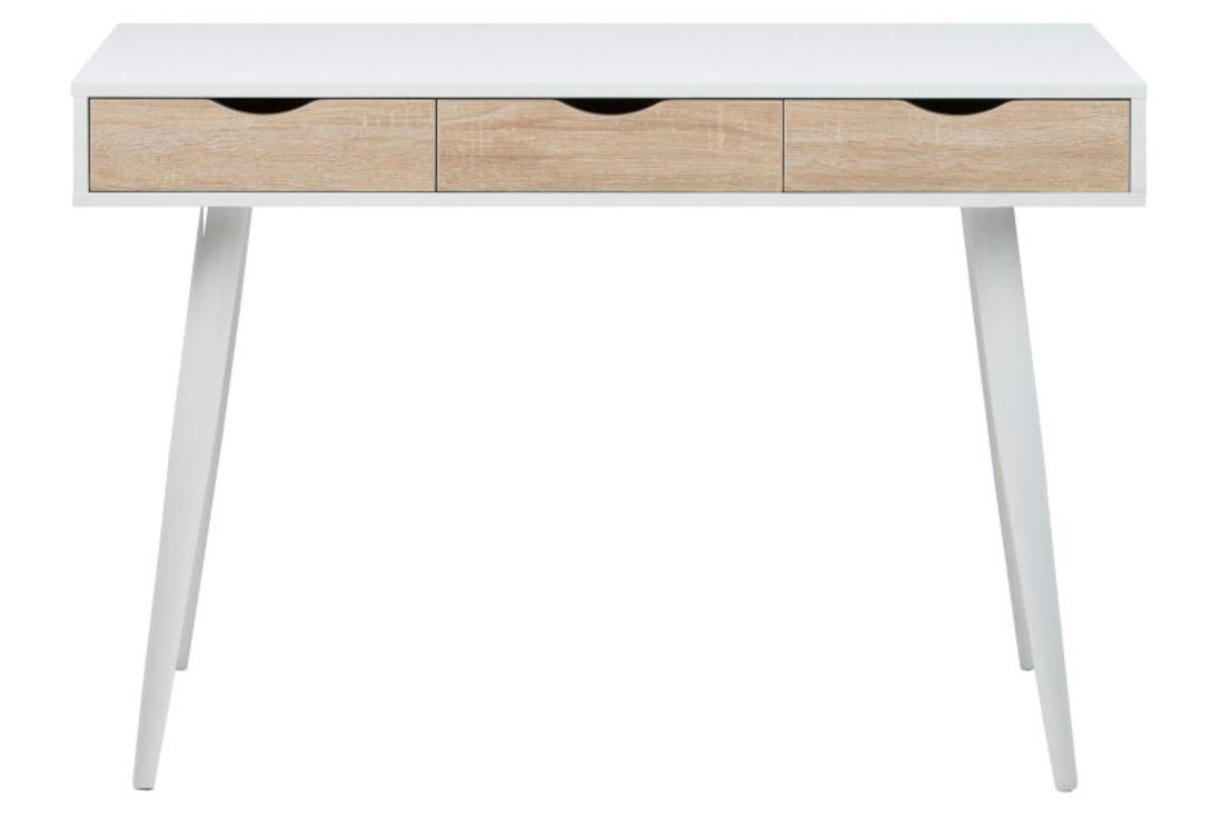 ebuy24 Schreibtisch Nete Schreibtisch in weiß mit 3 Schubladen in Eich von ebuy24