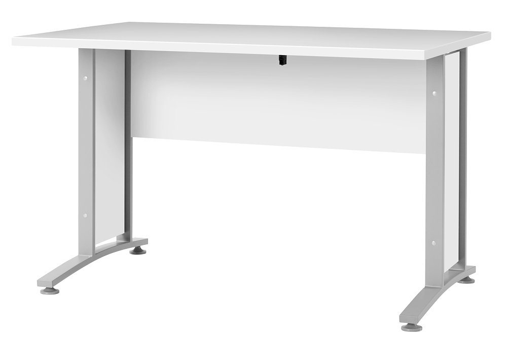 ebuy24 Schreibtisch Prisme Schreibtisch Weiss und silbergrauer Stahl. von ebuy24