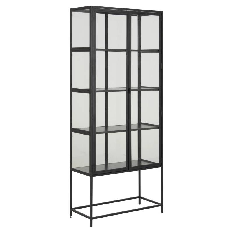 ebuy24 Sea Vitrinenschrank A 2 Glastüren und 4 Regale Schwarz von ebuy24