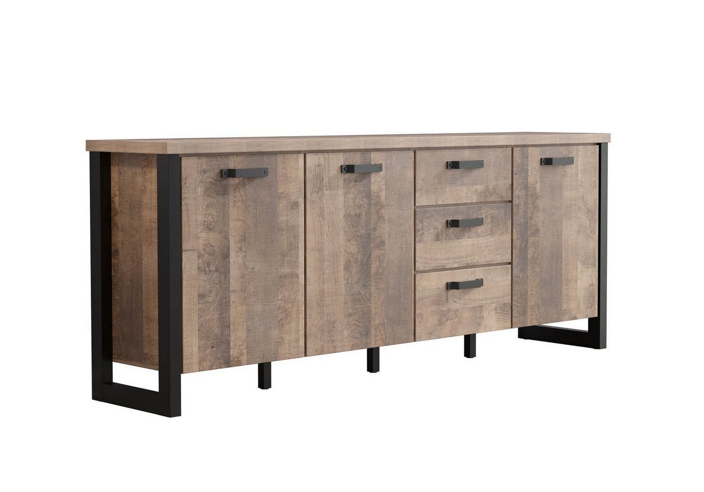 ebuy24 Sideboard Emile Sideboard 3 Türen, 3 Schubladen, EicheTabak (1 St) von ebuy24