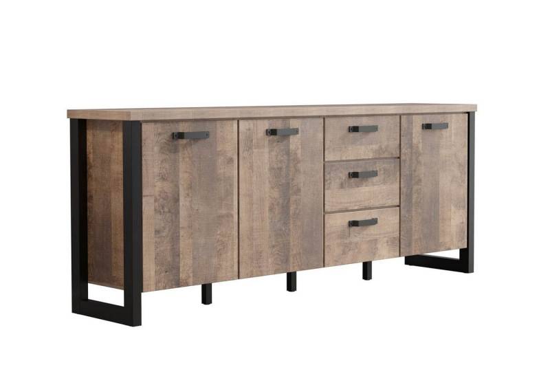 ebuy24 Sideboard Emile Sideboard 3 Türen, 3 Schubladen, EicheTabak (1 St) von ebuy24