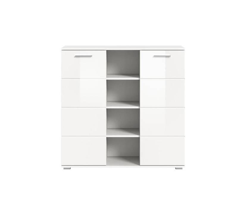 ebuy24 Sideboard Prego Sideboard 2 Türen, 4 raum Hochglanz weiß,wei von ebuy24
