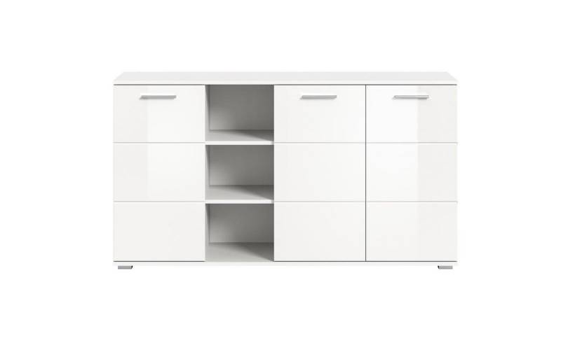 ebuy24 Sideboard Prego Sideboard 3 Türen, 3 raum Hochglanz weiß,wei von ebuy24