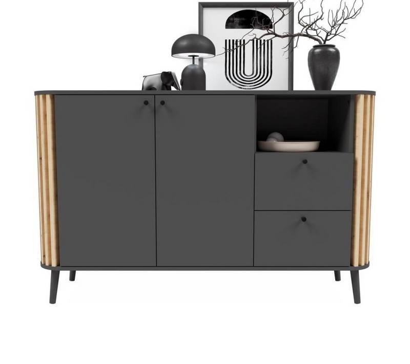 ebuy24 Sideboard Pure Sideboard 2 Türen, 2 Schubladen, 1 Ablage gra von ebuy24
