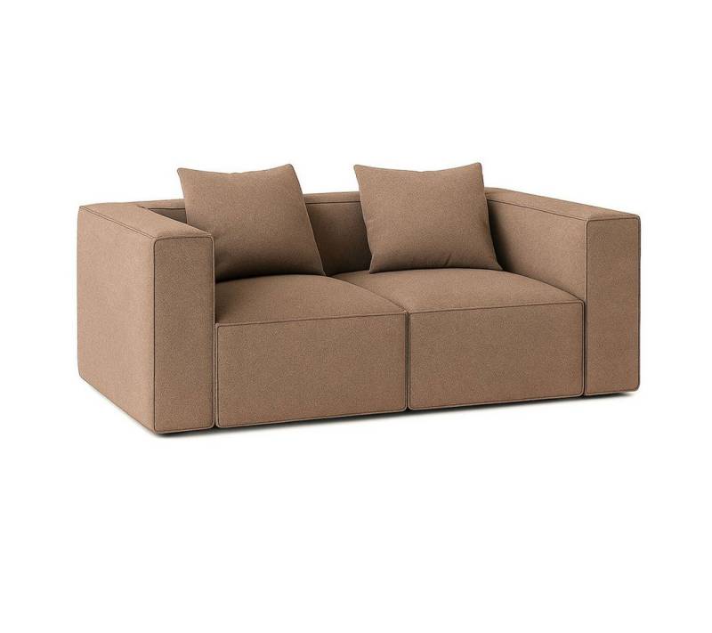 ebuy24 Sofa Box 2-Sitzer Sofa, 2 Dekokissen beige, braun. von ebuy24