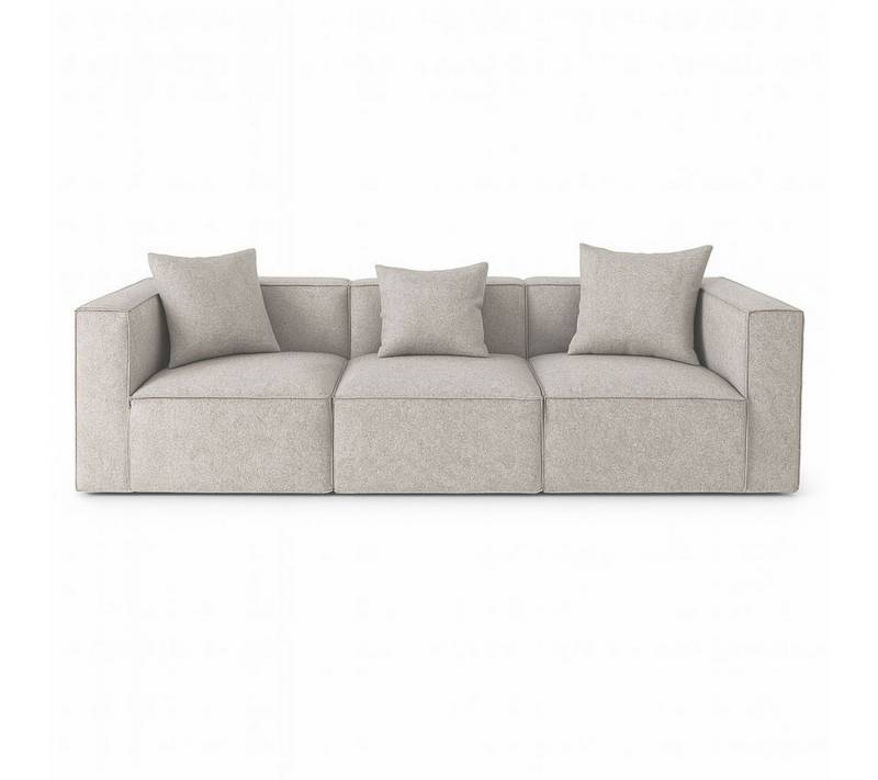 ebuy24 Sofa Box 3-Sitzer Sofa, 3 Dekokissen hellgrau. von ebuy24