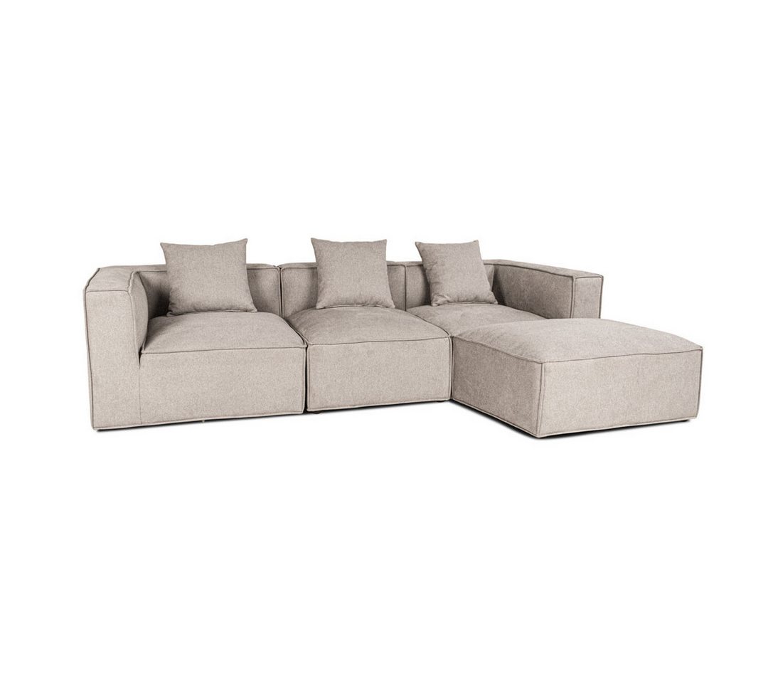 ebuy24 Sofa Box Chaiselongsofa, 3 Dekokissen hellgrau. von ebuy24