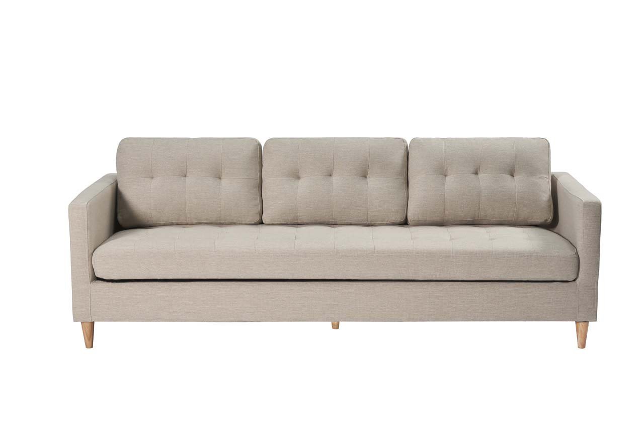 ebuy24 3-Sitzer Marino Sofa 3 Personen Stoff sandfarben. von ebuy24