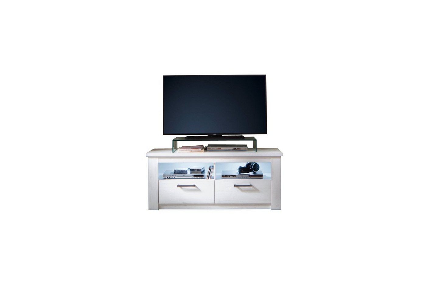 ebuy24 TV-Bank Gelito TV Tisch 2 Schubladen und 2 Ablagen, weiss von ebuy24