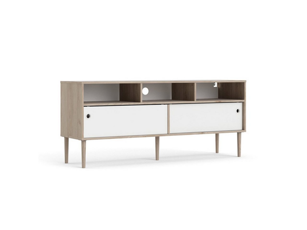 ebuy24 TV-Bank Penny TV Tisch 2 Schiebetüren und 3 Fächer Hickory von ebuy24