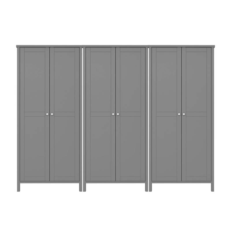 ebuy24 Tromsø Kleiderschrank 6 Türen Grau von ebuy24