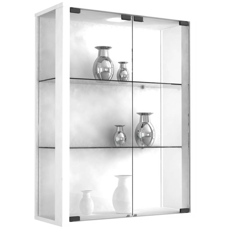 ebuy24 Udina Vitrinenschrank Wandhängend mit 2 Glastüren 2 Glasböden Weiß von ebuy24