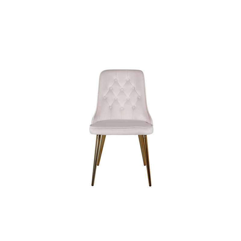 ebuy24 VelvetDeluxe Esszimmerstuhl Velour Beige Messing Dekor von ebuy24
