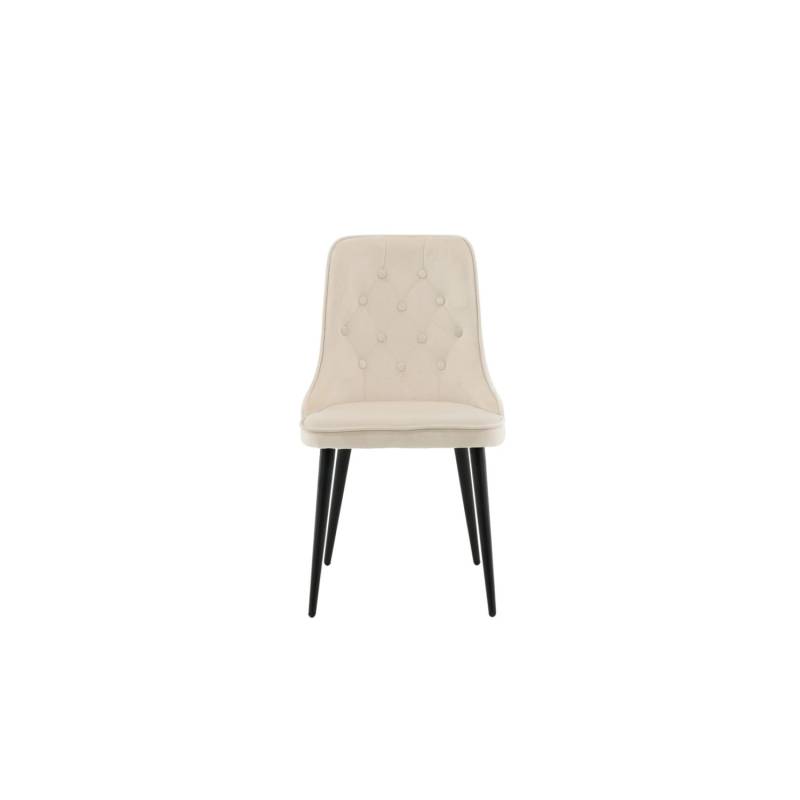 ebuy24 VelvetDeluxe Esszimmerstuhl Velour Beige Schwarz von ebuy24