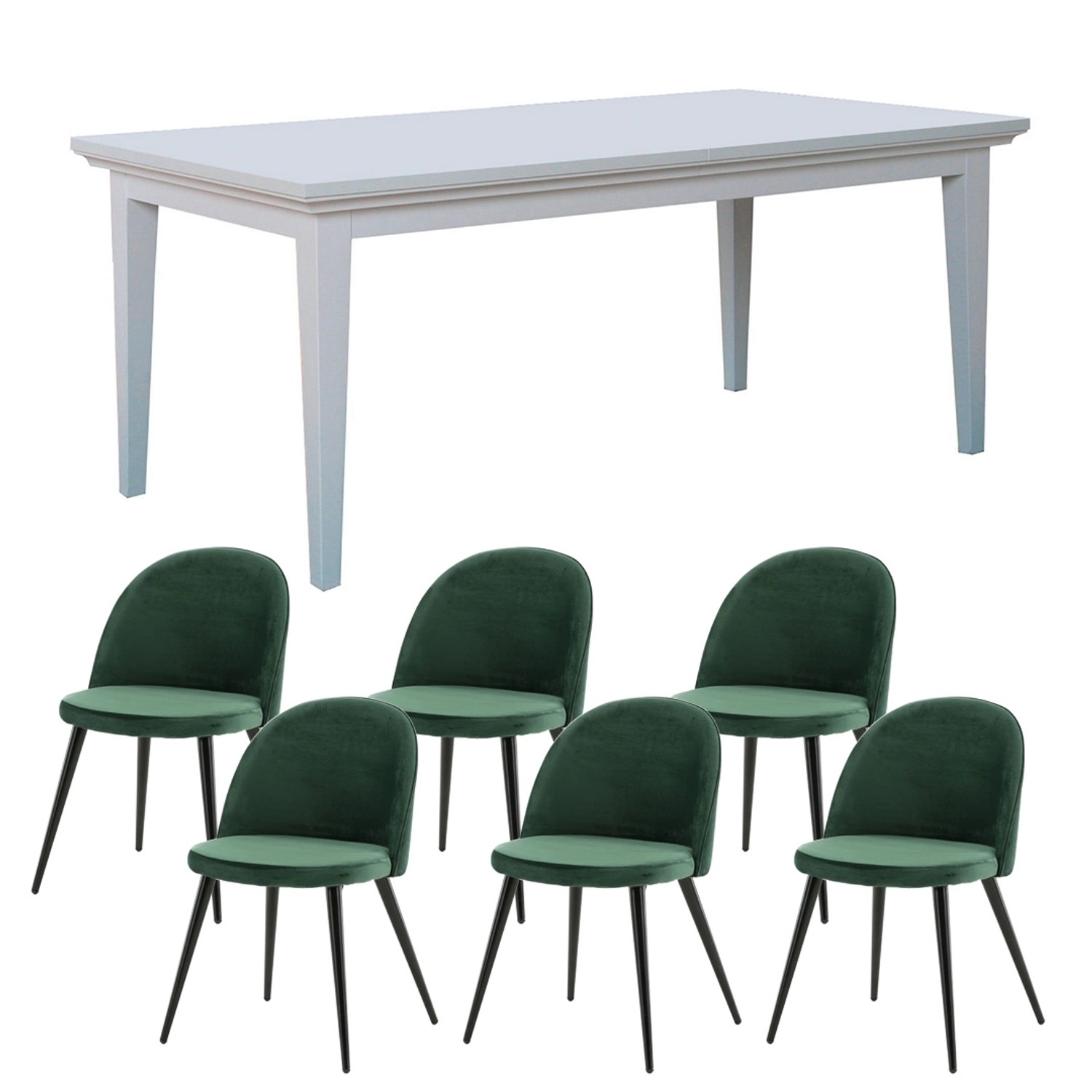 ebuy24 Venedig Essgruppe Tisch Weiß mit 2 Stk Zusatzplatten und 6 Stühlen in Velour Grün ebuy24 Venedig Essgruppe Tisch Weiß mit 2 Stk Zusatzplatten und 6 Stühlen in Velour Grün von ebuy24