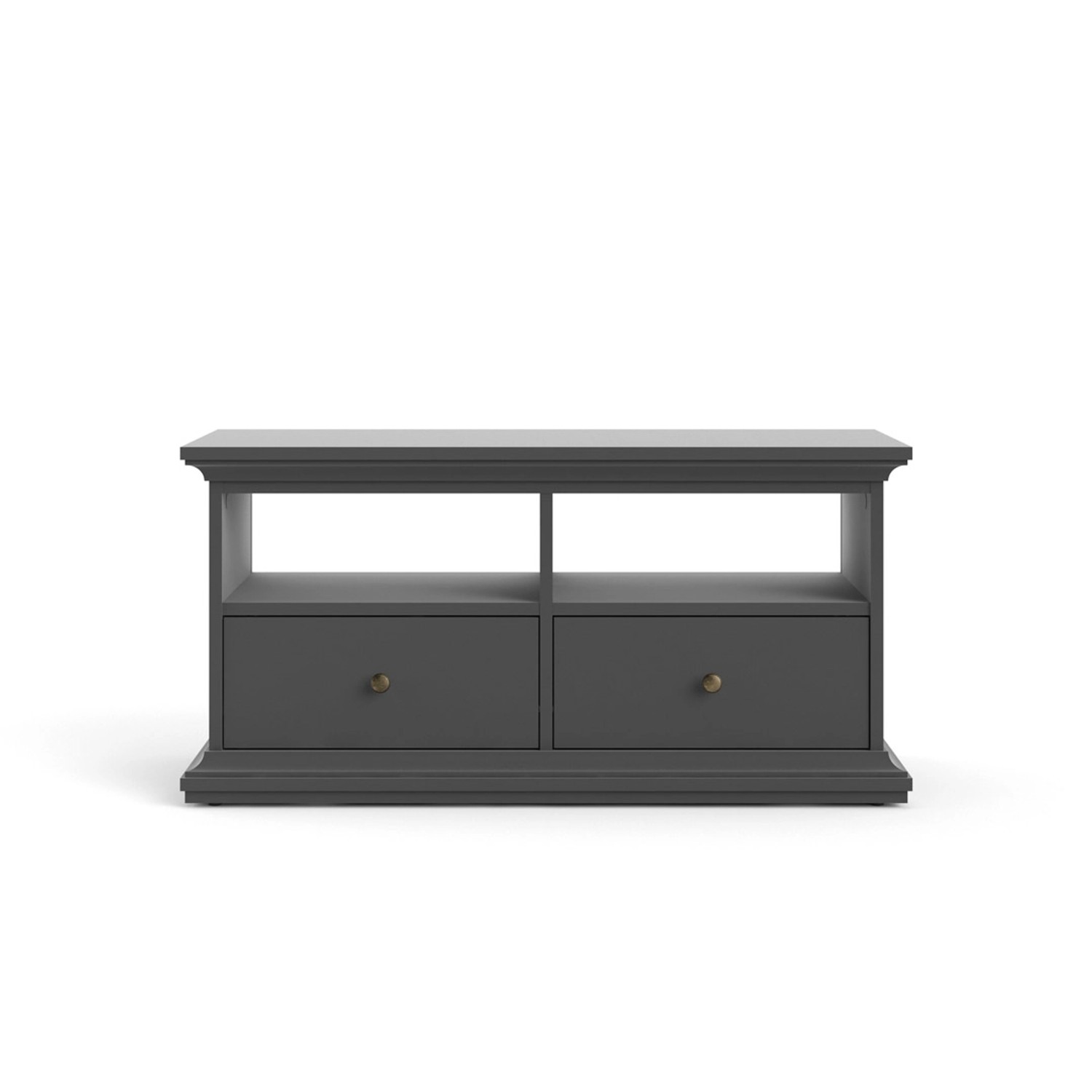 ebuy24 Venedig TV Tisch 2 Schubladen und 2 Fächer Matt Grau von ebuy24