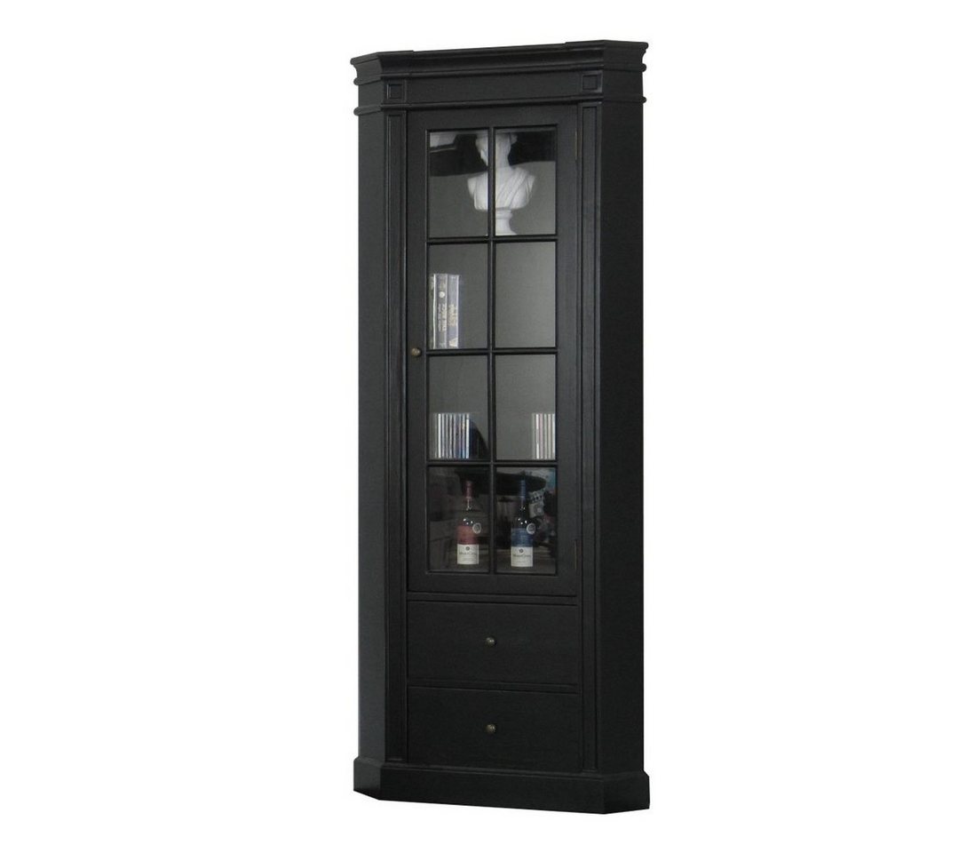 ebuy24 Vitrine Amaretta Eckschrank schwarz, antik patiniert, Brei von ebuy24