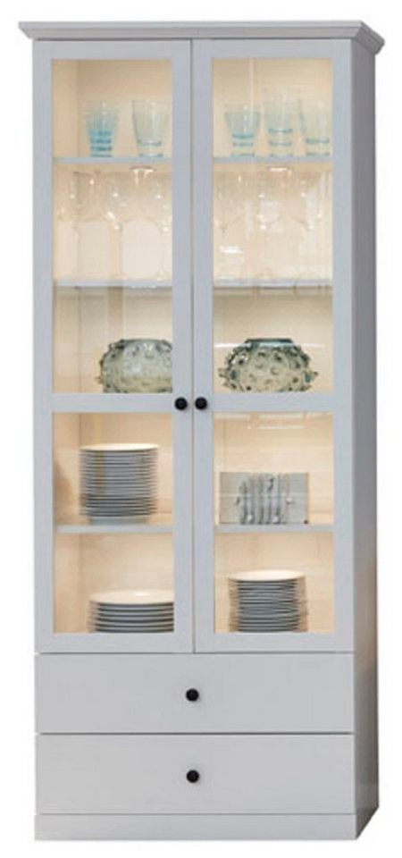 ebuy24 Vitrine Brax Vitrinenschrank 2 Türen und 2 Schubladen, wei von ebuy24