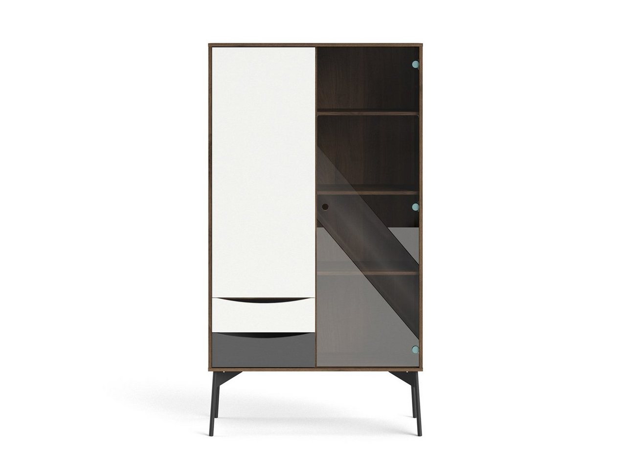 ebuy24 Vitrine Elly Vitrinenschrank mit 1 Tür, 1 Glastür und 2 Sc von ebuy24