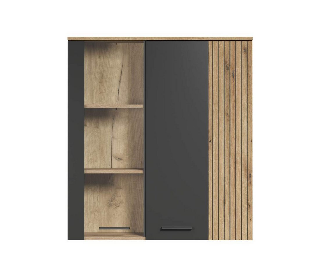 ebuy24 Vitrine Esteban Vitrinenschrank Wandschrank grau, Eiche de von ebuy24