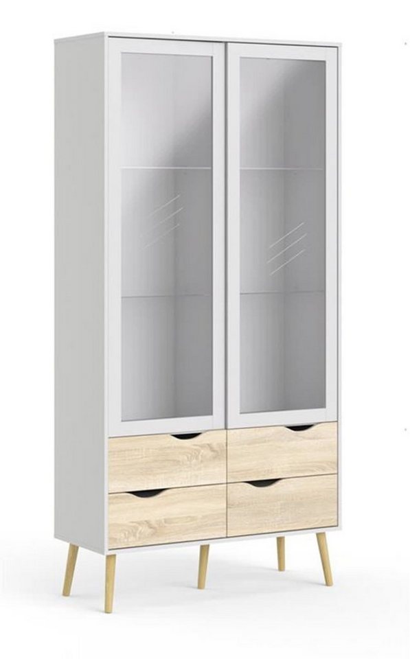 ebuy24 Vitrine Napoli Vitrine mit 2 Türen und 4 Schubladen weiss/ von ebuy24