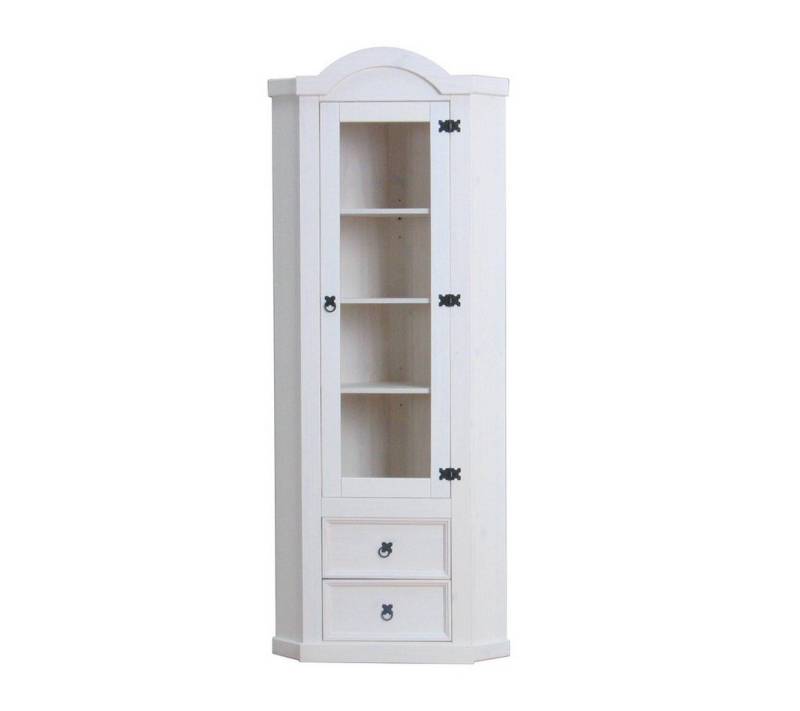 ebuy24 Vitrine New Mexico Eckschrank mit 1 Glastür und 2 Schublad von ebuy24