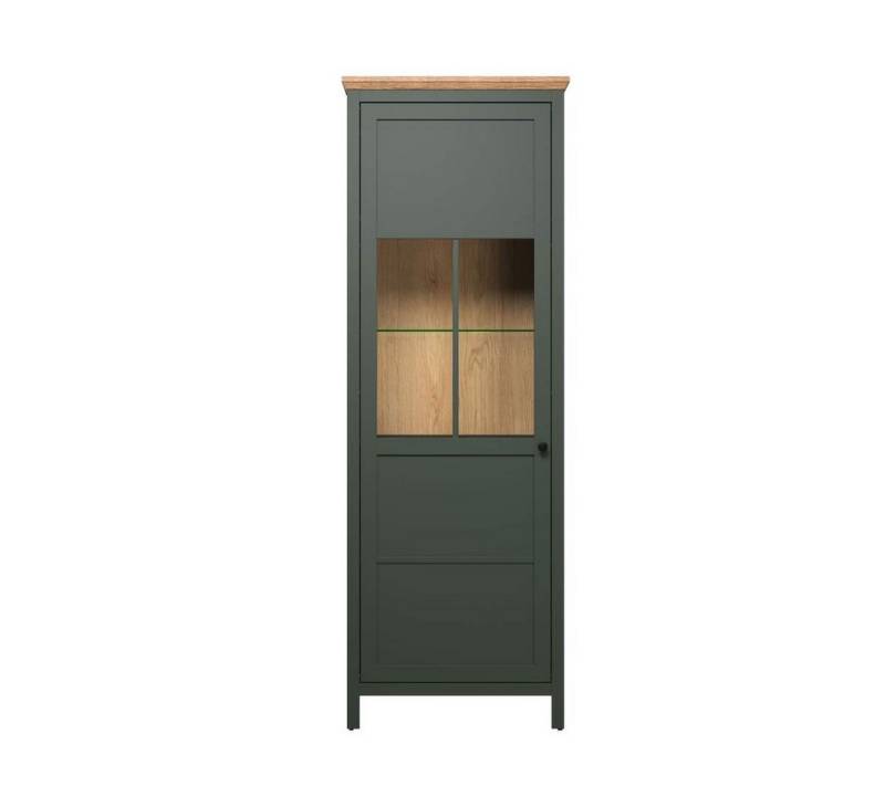 ebuy24 Vitrine Stanton Vitrinenschrank grün, Eiche dekor. von ebuy24