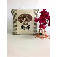 Handblockdruck-Dackelkissen Hundeakzentkissen von ecarlateboutique