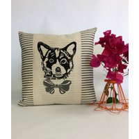 Handgedruckter Australian Cattle Dog Kissenbezug Heeler Mit Fliege von ecarlateboutique