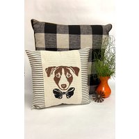 Jack Russell Terrier Kissen Handblockdruck-Hundakzentkissen Jack Russell Terrier Kissen Handblockdruck-Hundakzentkissen von ecarlateboutique