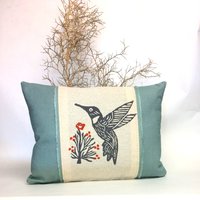 Kolibri Oder Roadrunner Kissen, Dekoratives Kolibri-Vogel-Druck-Kissen, Kolibri-Druck-Kissen, Wohnkultur, Geburtstagsgeschenk von ecarlateboutique