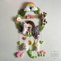 Personalisiertes Geschenk, Babyzimmer Dekor, Kinderzimmer Filz Ornament, Baby Mädchen, Filztiere Geschenk von ecerceStore